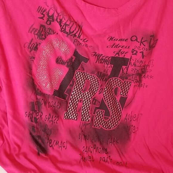 Pretty Pink Asymetrical "Girls" Shirt‎ - Picture 2 of 5